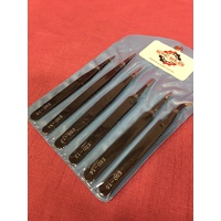 Stainless Steel Tweezer 6 Piece Set. Anti-Magnetic. 