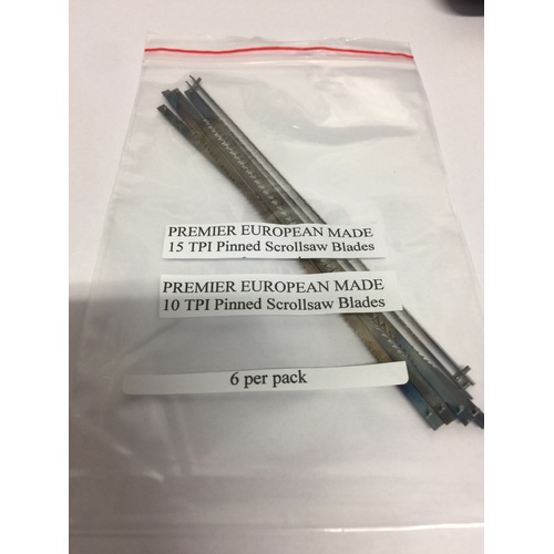 Scroll Saw Blades Mixed pack 10 Tpi and 15 TPI Pinned End Free Shipping